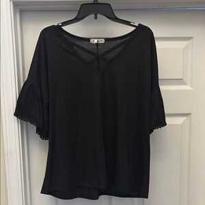 Elegant Black Blouse with Lace Detail